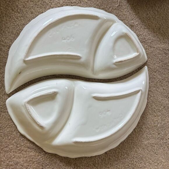 Belmar Of California Vintage 2-Piece White Pottery Serving Trays - Picture 4 of 7